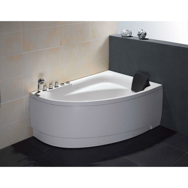 Eago 5Ft Sgl Person Corner White Acrylic Whirlpool Bath Tub - Drain on Left AM161-L